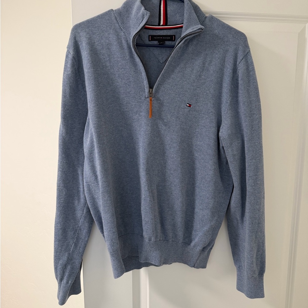 Tommy Hilfiger Men's Light Blue Zip-Up Sweater